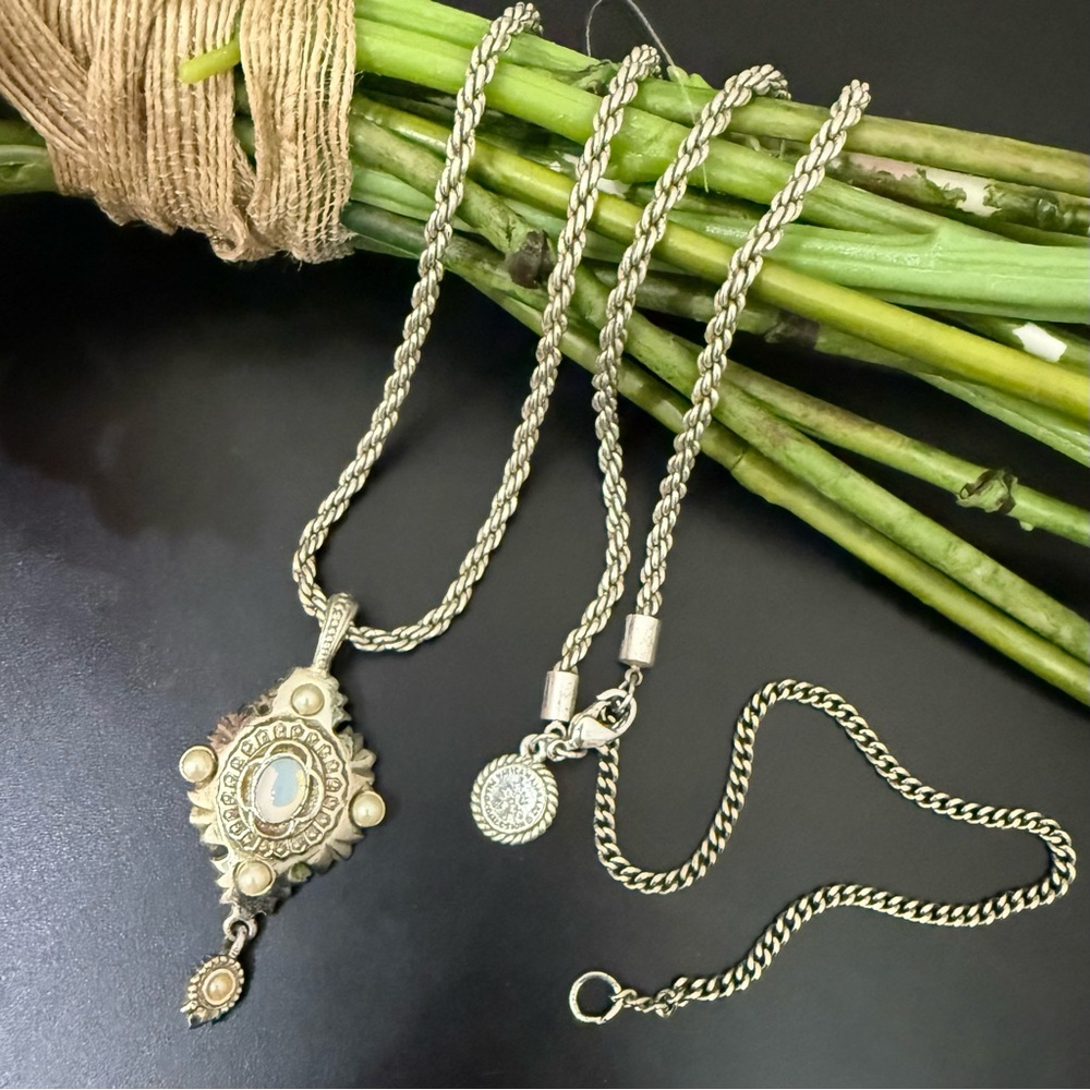 The Vatican Library Collection Silver-tone Opal Faux Pearl Pendant 22” Necklace